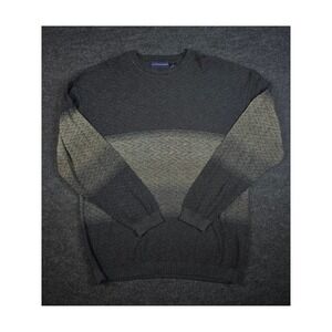 Northern Isles Mens Herringbone Crew Neck Knit Sweater Dark Gray Textured Size L